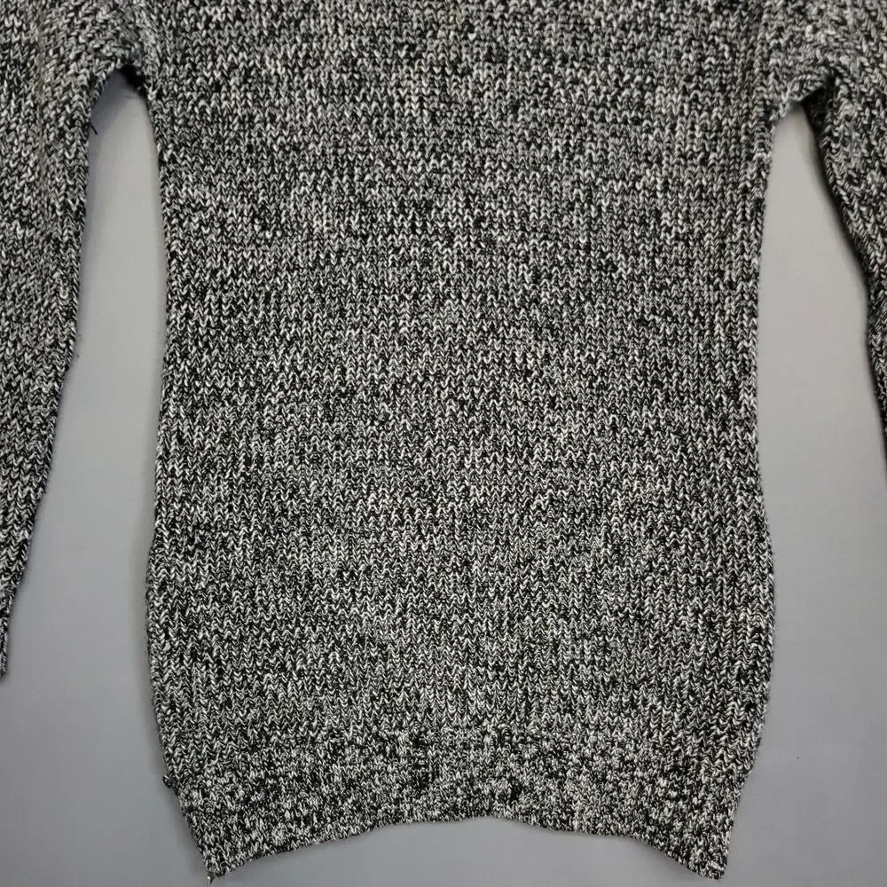 Gap Sweater Dress Womens L Black White Knit Marled Side Zipper Long Sleeves - Picture 3 of 12